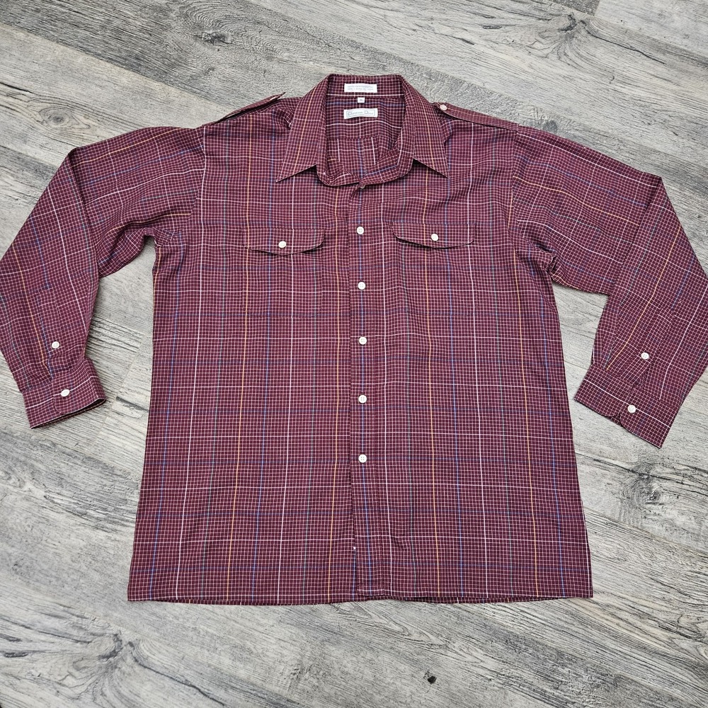 Christian Dior Men's Dress Shirt Button Down Long Sleeve Size XL Red